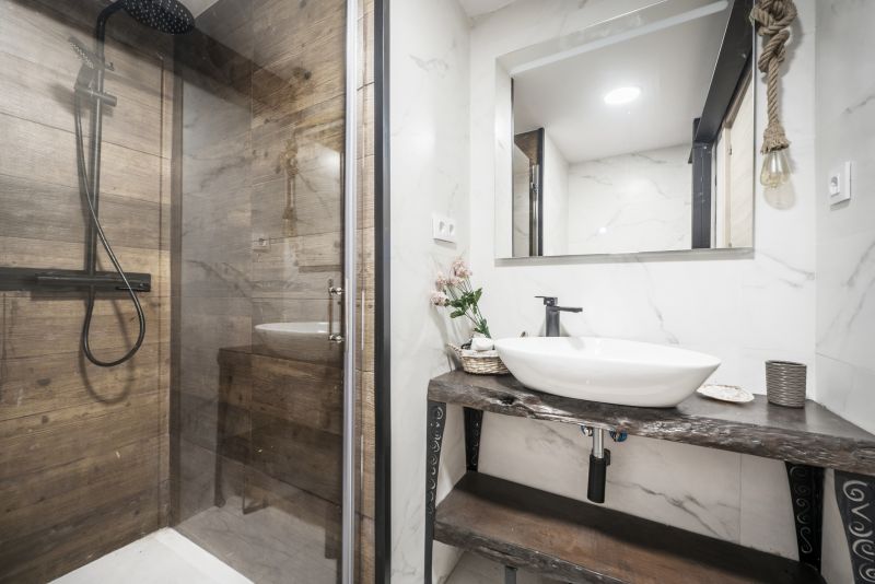 Black Matte Fixtures in Modern Shower